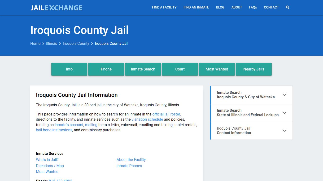 Iroquois County Jail, IL Inmate Search, Information